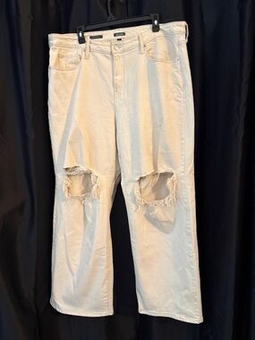 wild fable Cream Wide Leg Distressed Jeans